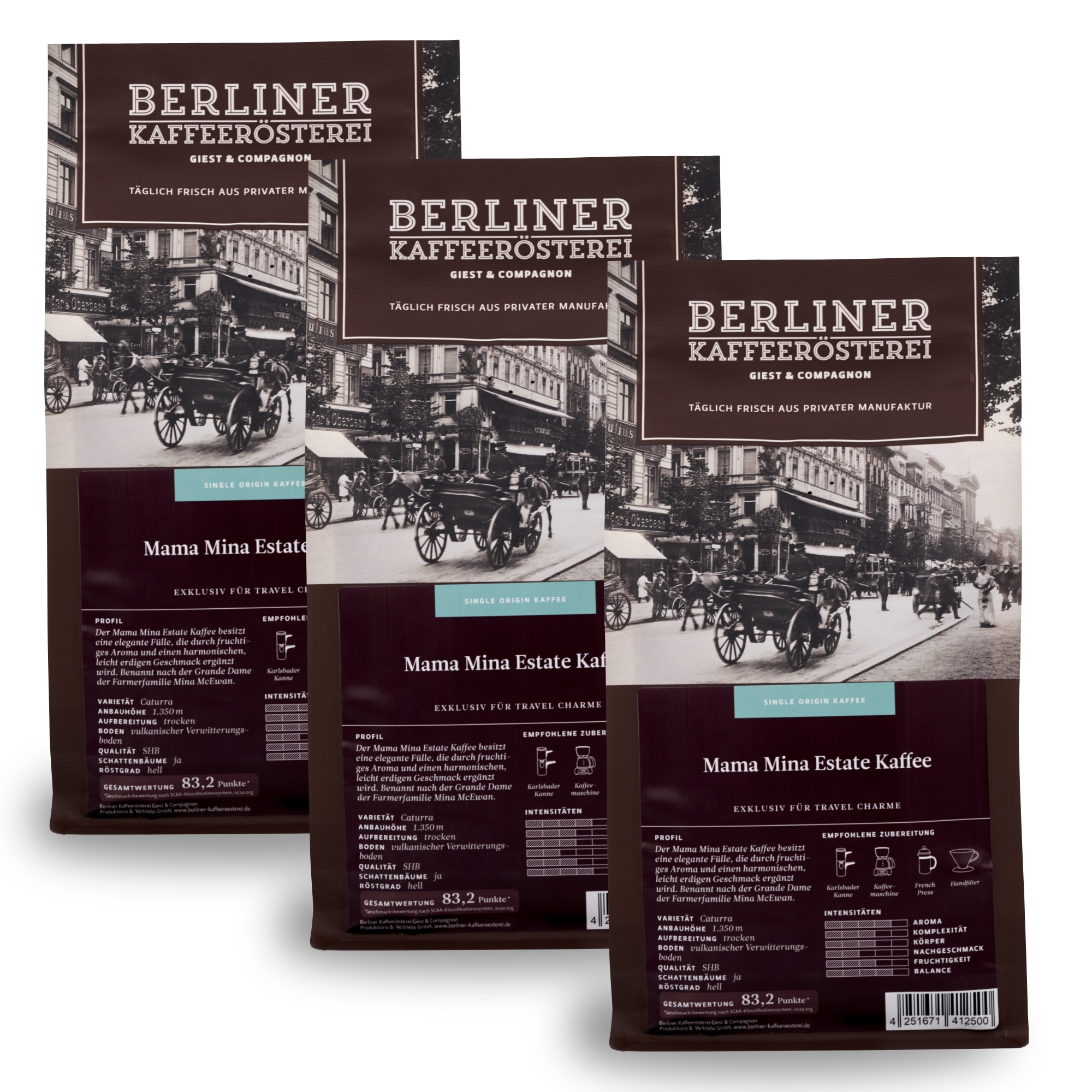 Mama Mina Kaffee (3 x 500g) - gemahlen - Fair gehandelt