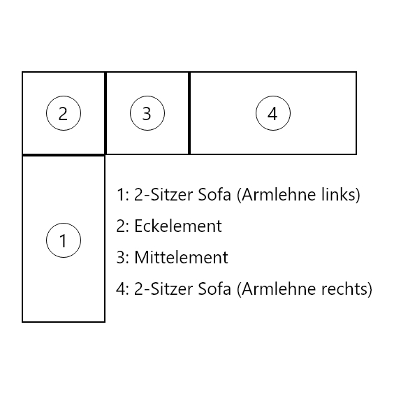Jan Kurtz Lux Lounge, L-Form inkl. Eckelement und Mittelelement, taupe