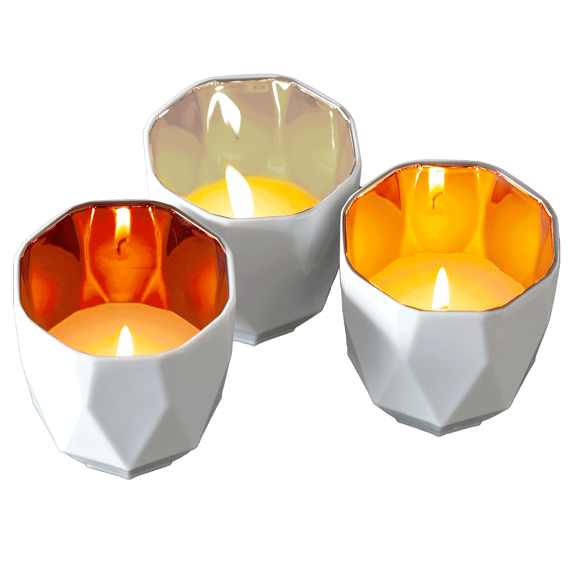 Mahlwerck Windlicht Poly Gold, Pearl White