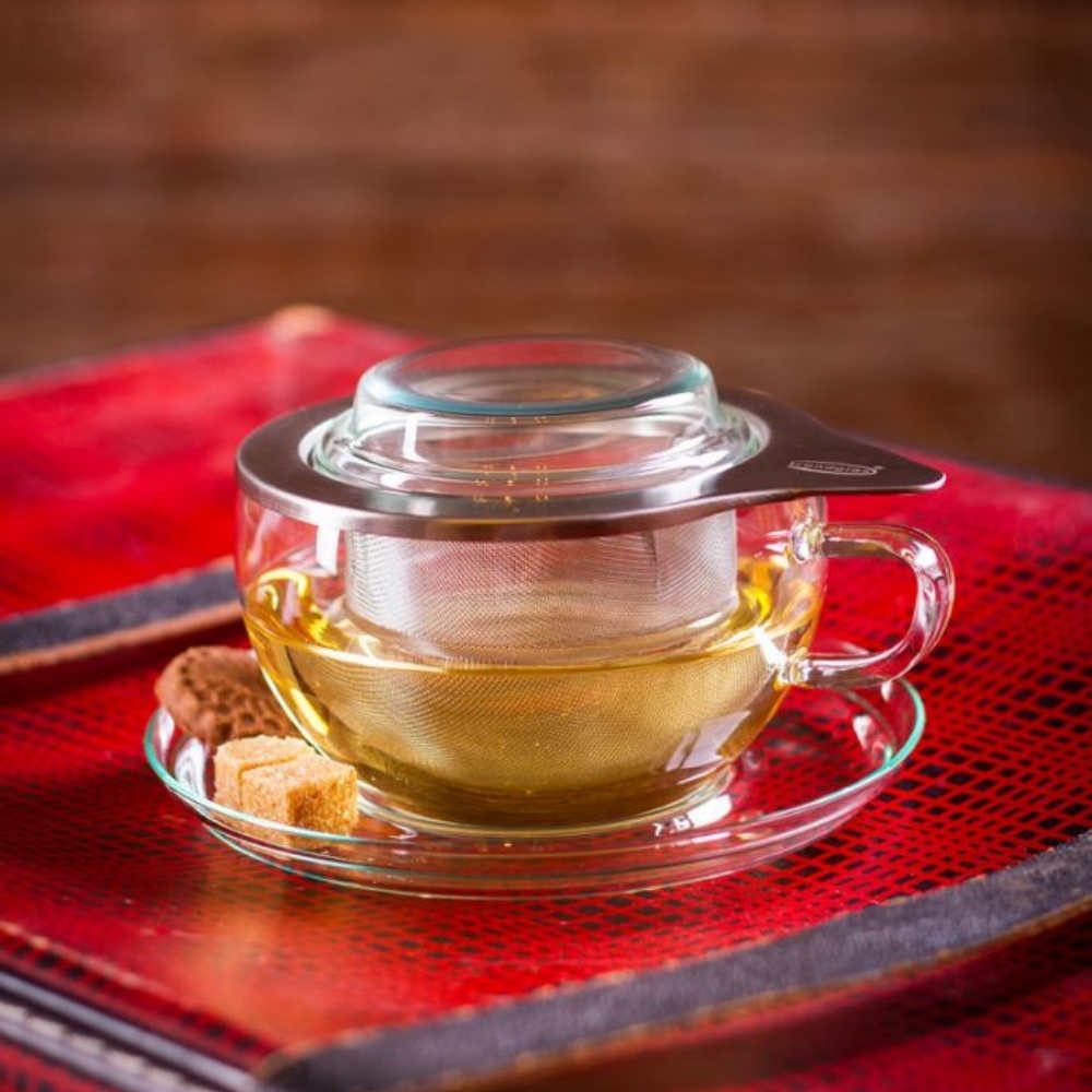 Trendglas Jena TEA TIME - S Teetasse mit Edelstahlfilter, 0,3 L